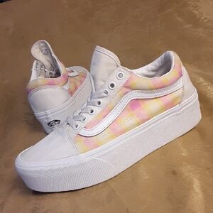 VANS Old  Skool Platform Pastel Checkered Sneakers Women's 8.5 Men's 7.0